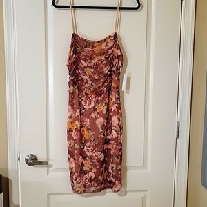 Flowered midi spaghetti strap dress